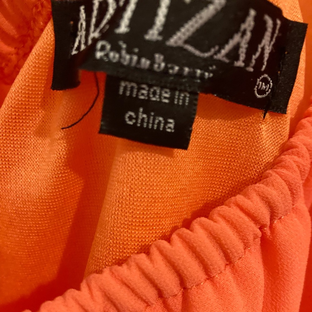 Artizan vibrant orange peasant top xl
